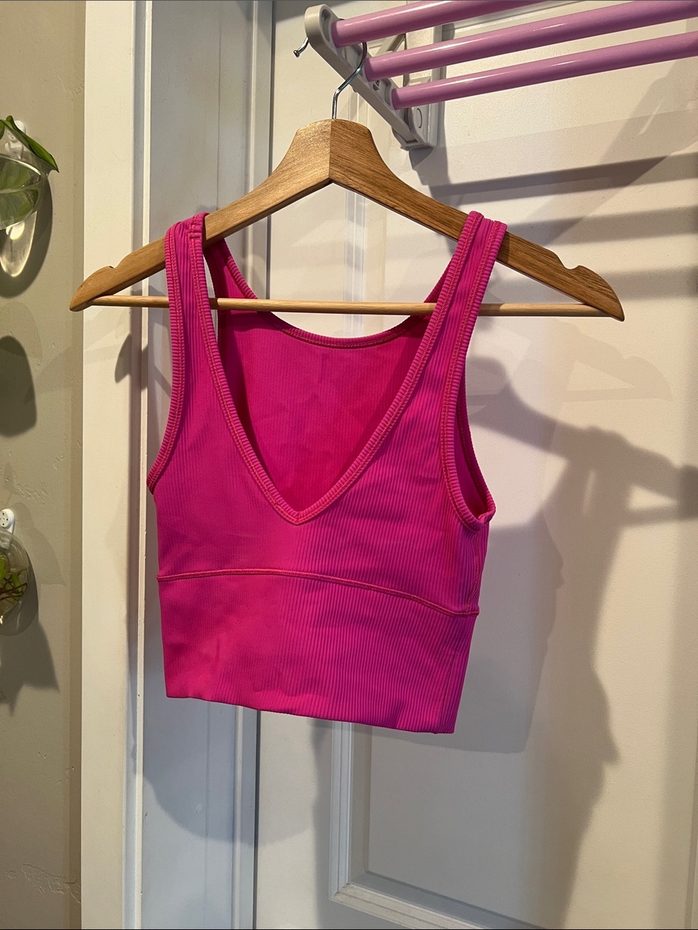 lululemon athletica Ribbed V-Neck Crop Tank - Hot Pink